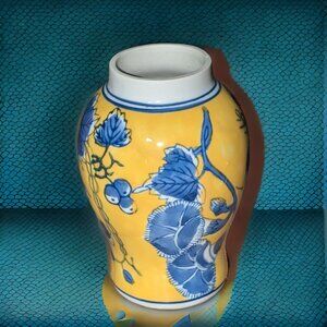 Cobalt Blue and Sunflower Yellow 6" Vintage Chinese Vase